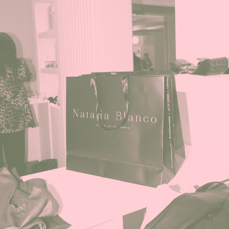 Natalia Blanco shopping bags in the store
